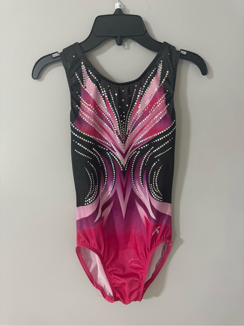 GK Pink & Black Sparkle Gymnastics Leotard - AS